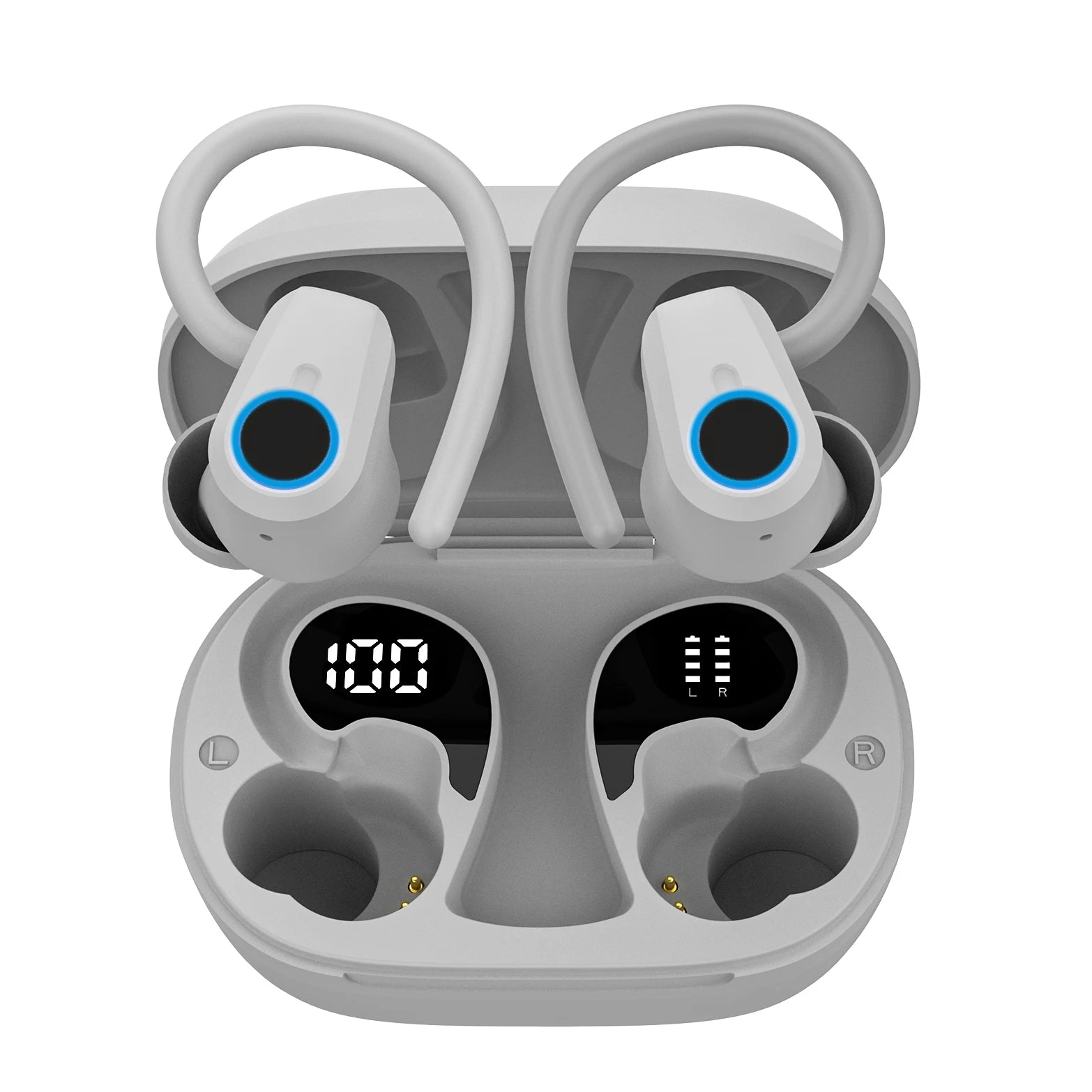 Black Wireless Headphones Bluetooth 5.3 Earphones IP7 Waterproof Bluetooth Headphones Sport with LED Display Earbuds