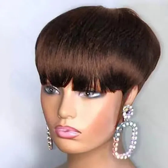 Brazilian Indian 100% Natural Raw Remy Vrigin Human Hair Pixie Curls Wig