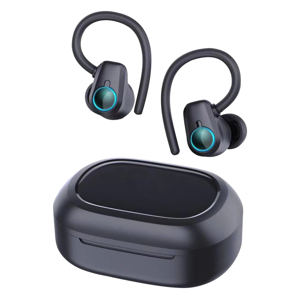 Black Wireless Headphones Bluetooth 5.3 Earphones IP7 Waterproof Bluetooth Headphones Sport with LED Display Earbuds