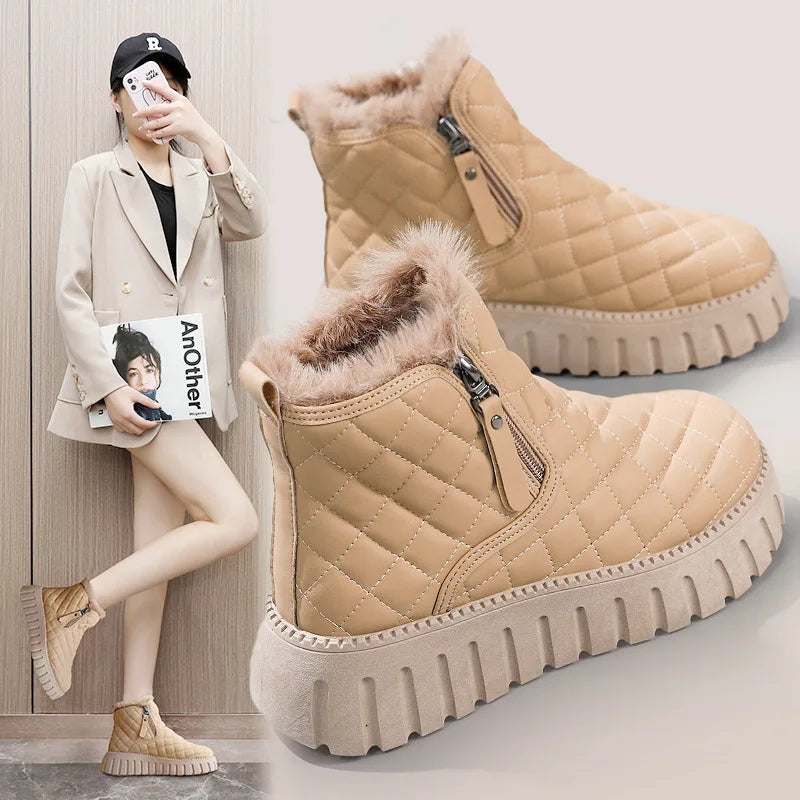 2024 Drop Shipping Winter Round Toe Thick Sole Snow Boots Cotton Boots Women Shoes