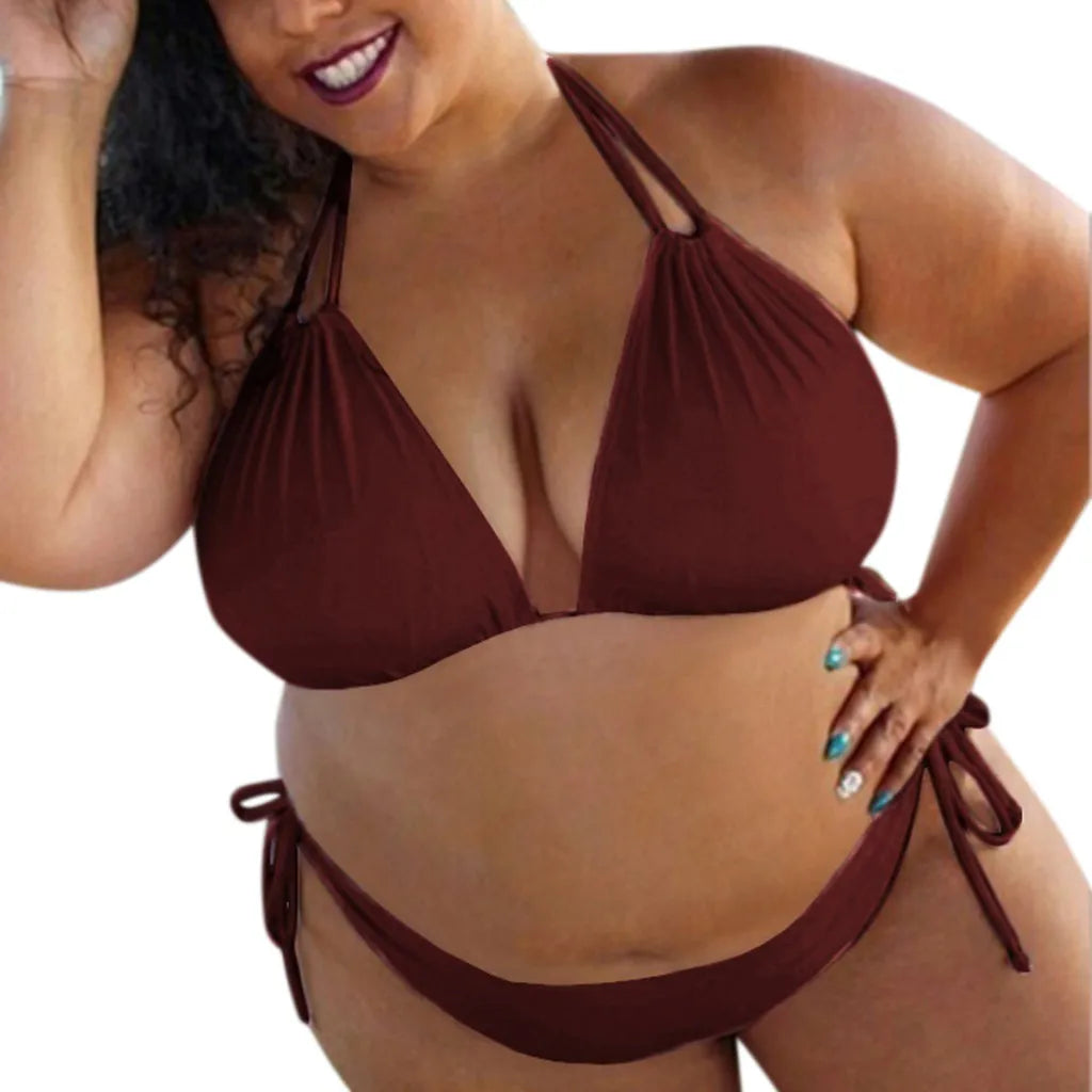 2025 New Plus Size Sexy Bikini Women's Bikini Set Bathing Suits Beachwear Large Breasts