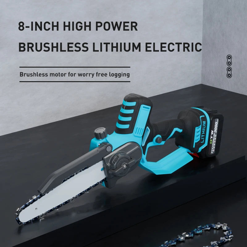 Battery Chain Saw Portable Wood Cutting Machine Mini Electric Chainsaw 8-INCH Chain Saw