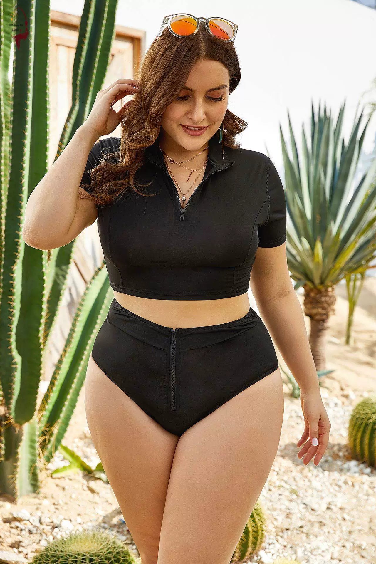 Bikini Set Women plus Size High-waisted Two Piece Swimsuit