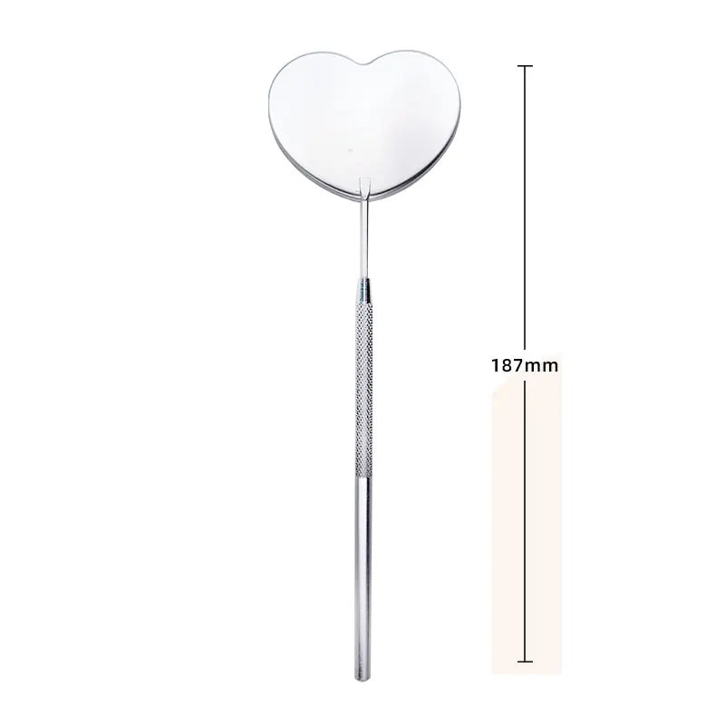 Eyelash Extensions Checking Mirror Heart Shape Stainless Steel Multifunction Lashes Mirror Beauty Makeup Supplies