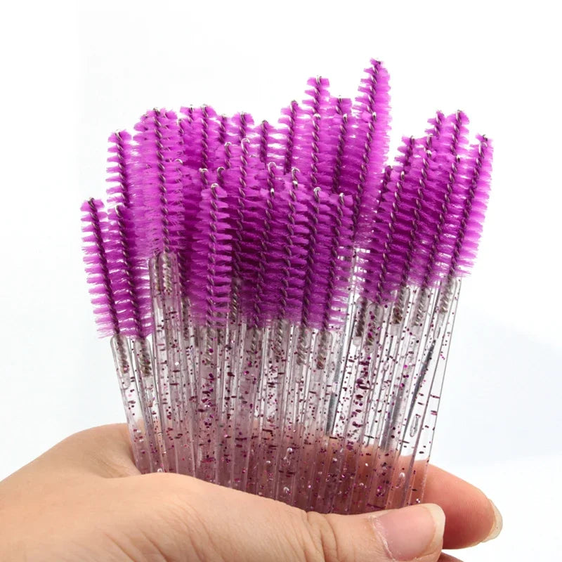 5/25/50 PCS Makeup Brushes Pink Crystal Eyelashes Brush Reusable Fake Lashes Extension Supplies False Eyelash Make up Tool Hot