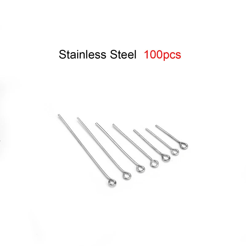50-100pcs/lot Stainless Steel Head Pins Water Gold Plated Eye Flat Head Pins Ball Head Pins For DIY Jewelry Making Earrings