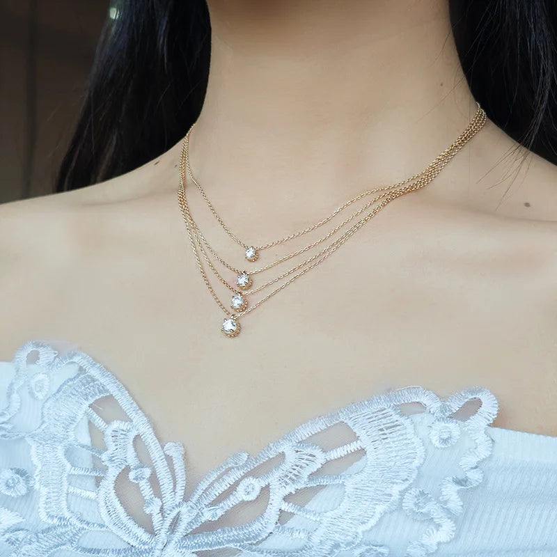 LAMOON Moissanite Necklace For Women Classic Elegant 4 Claws 925 Sterling Silver Gold Plated Fine Jewelry Wedding Accessories