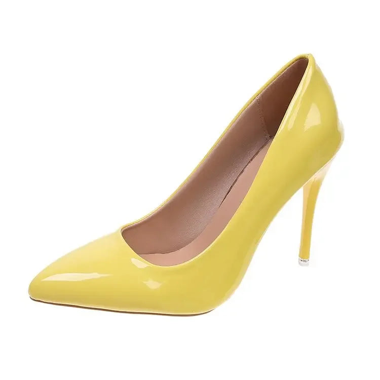 Candy Colors Pumps Sexy Pointed Toe Patent Leather Women's High Heels Elegant