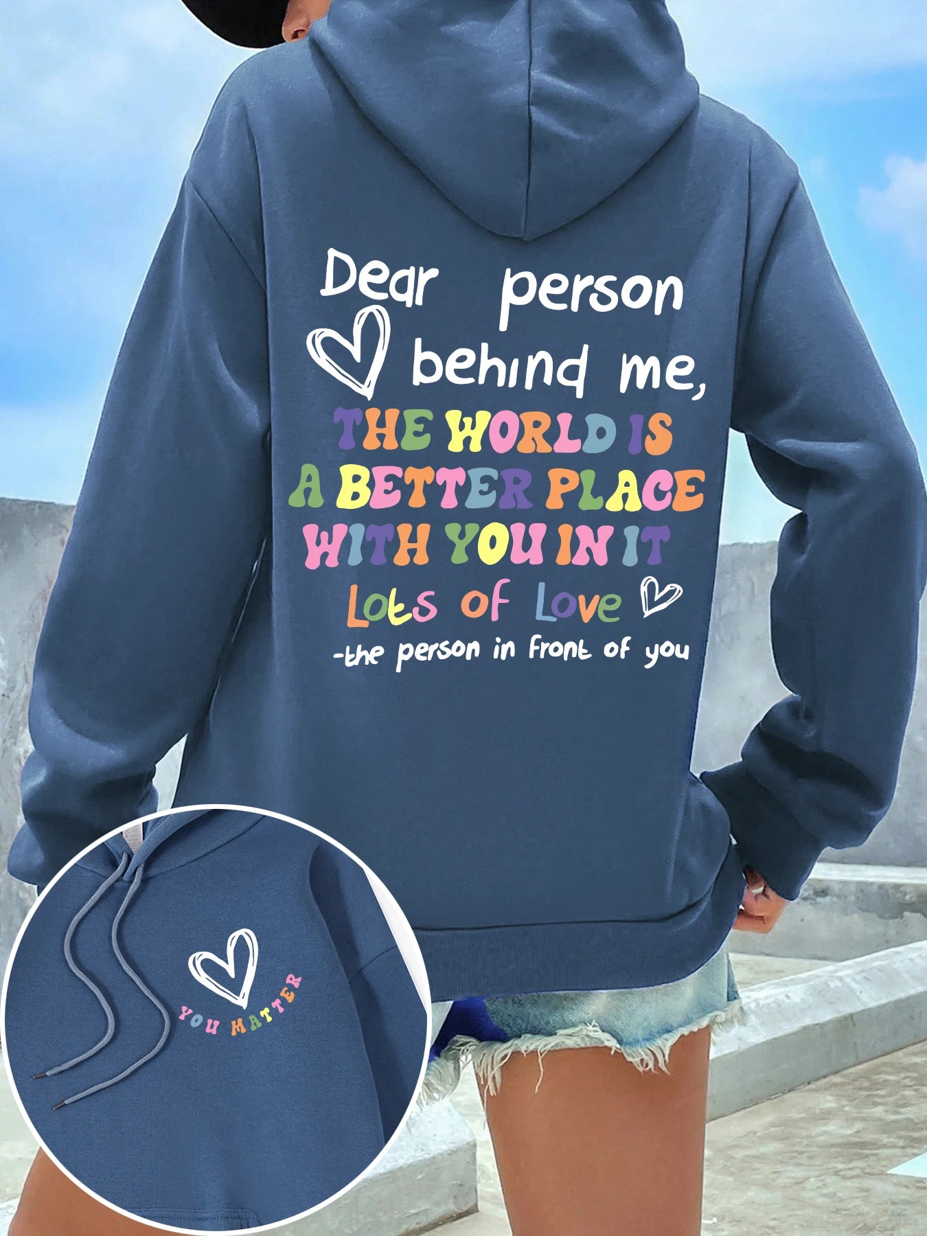 Dear Person Behind Me Print Plus Size Hoodies Woman's Colored Letters Basics Sweatshirt Fleece Autumn Clothes Warm Casual Tops