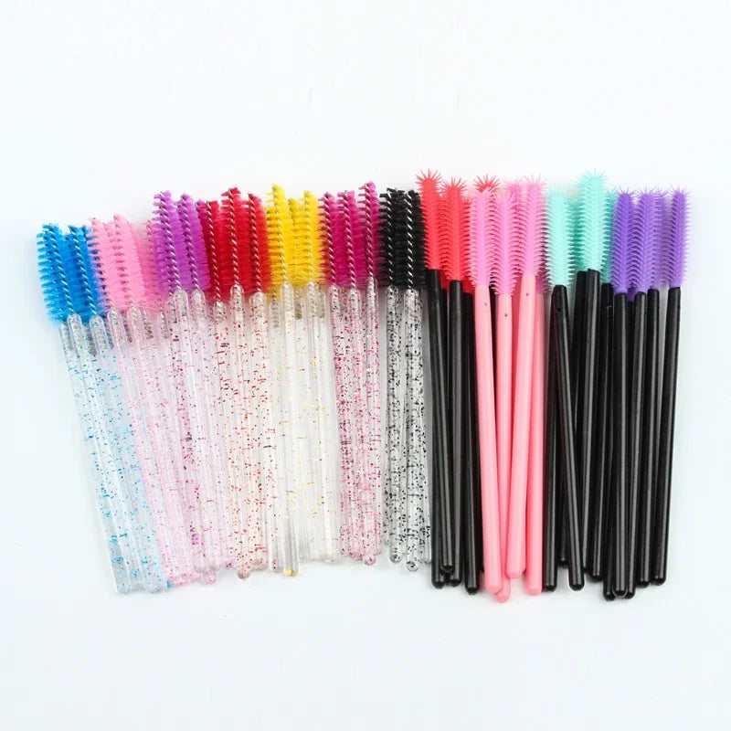 5/25/50 PCS Makeup Brushes Pink Crystal Eyelashes Brush Reusable Fake Lashes Extension Supplies False Eyelash Make up Tool Hot