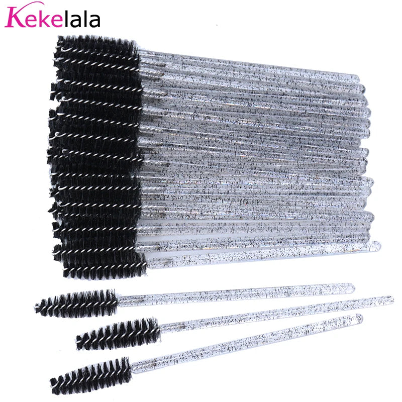 50Pcs/Bottle Eyelash Extension Brushes With Container Eyebrow  Eye Lash Mascara Wands Spoolies In Case Wholesale