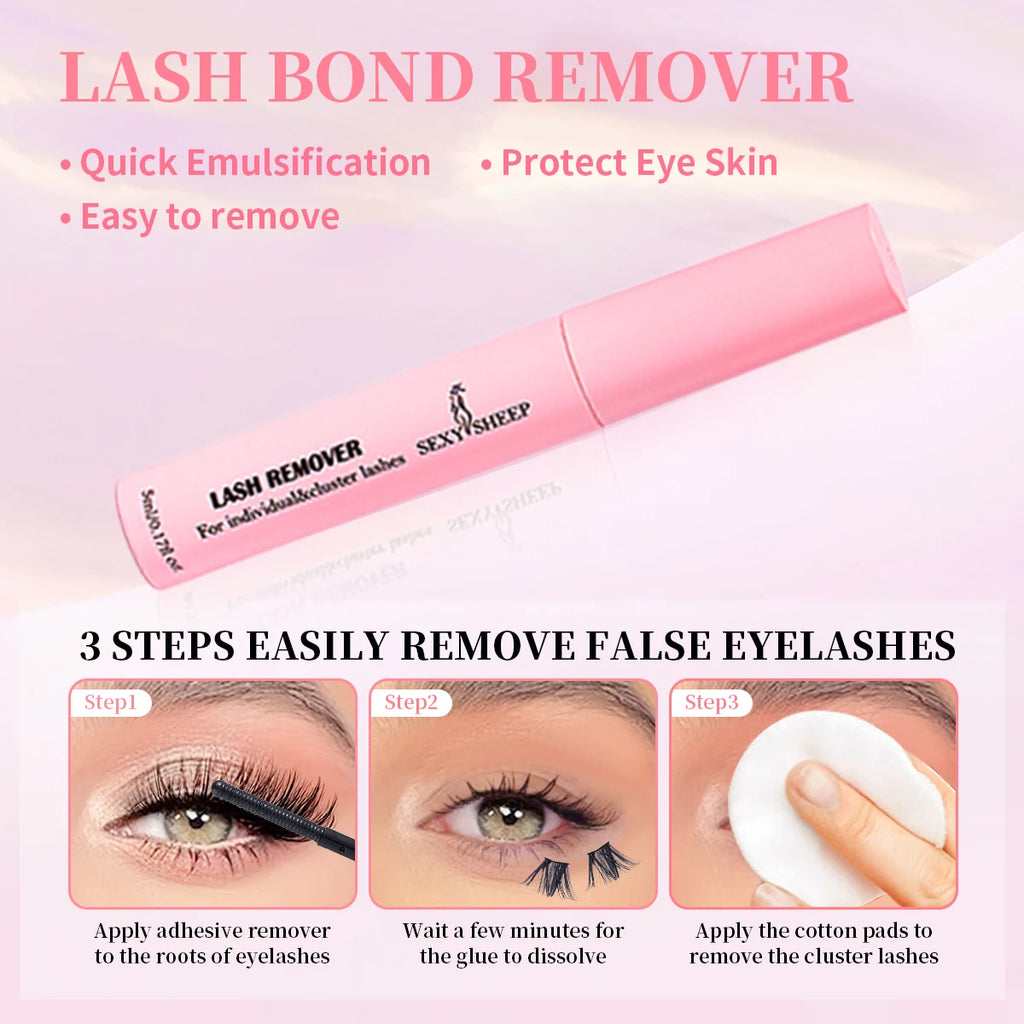 Lash Cluster Glue, Lash Bond and Seal 10ml Bond & Seal Eyelash Glue 2 in 1 for Clusters, Eyelash Adhesive Black Long-Lasting