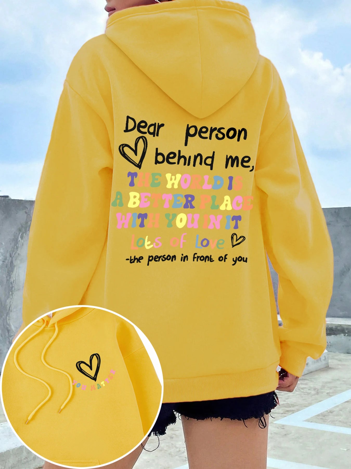 Dear Person Behind Me Print Plus Size Hoodies Woman's Colored Letters Basics Sweatshirt Fleece Autumn Clothes Warm Casual Tops
