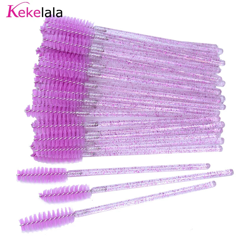 50Pcs/Bottle Eyelash Extension Brushes With Container Eyebrow  Eye Lash Mascara Wands Spoolies In Case Wholesale