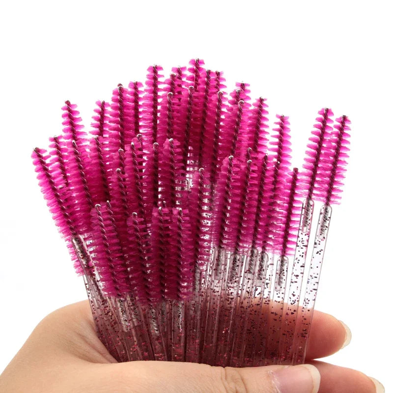 5/25/50 PCS Makeup Brushes Pink Crystal Eyelashes Brush Reusable Fake Lashes Extension Supplies False Eyelash Make up Tool Hot