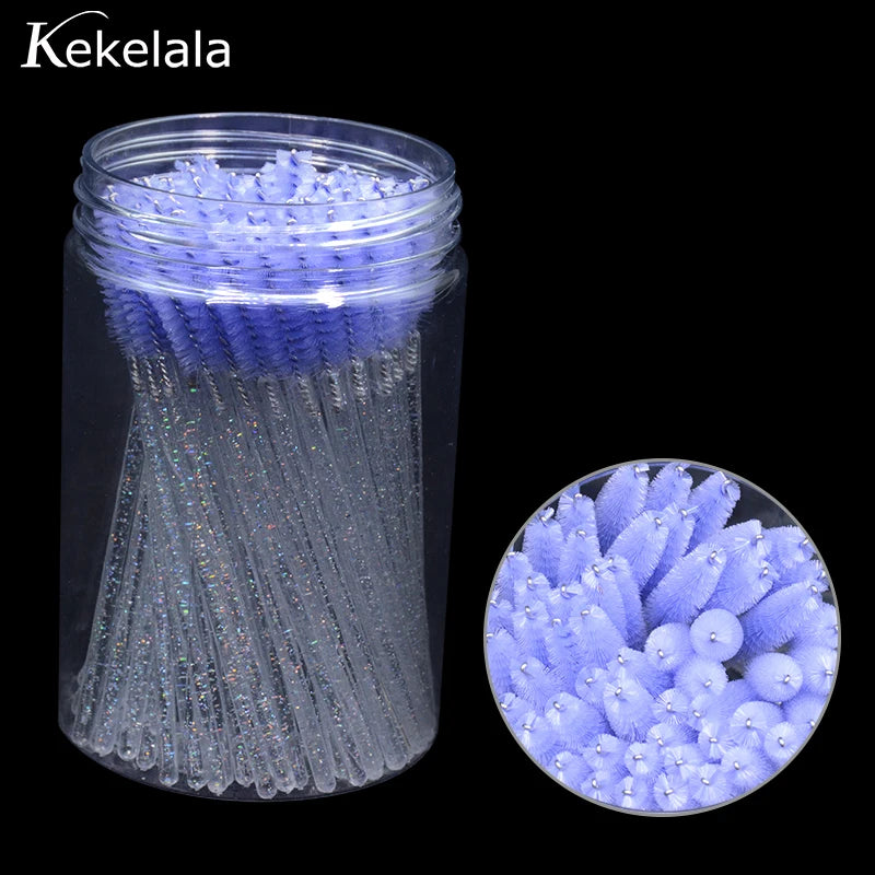 50Pcs/Bottle Eyelash Extension Brushes With Container Eyebrow  Eye Lash Mascara Wands Spoolies In Case Wholesale