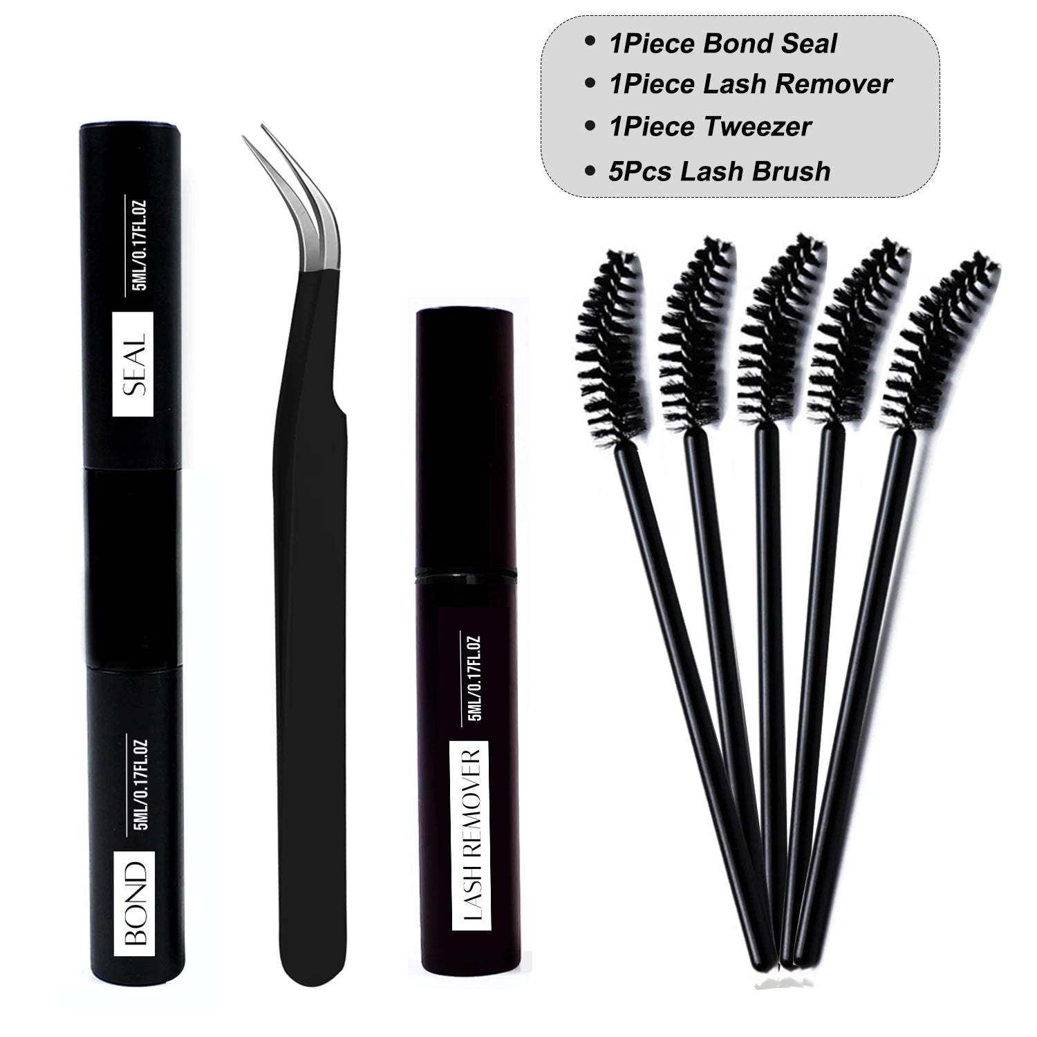 Lash Cluster Glue Bond and Seal Kit with Lash Glue Remover and Tweezers and Lash Brush for Lash Extension Clusters Makeup Tool,