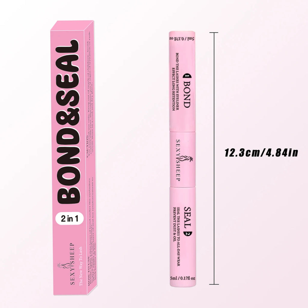 Lash Cluster Glue, Lash Bond and Seal 10ml Bond & Seal Eyelash Glue 2 in 1 for Clusters, Eyelash Adhesive Black Long-Lasting