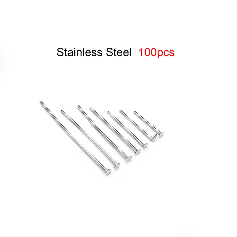 50-100pcs/lot Stainless Steel Head Pins Water Gold Plated Eye Flat Head Pins Ball Head Pins For DIY Jewelry Making Earrings