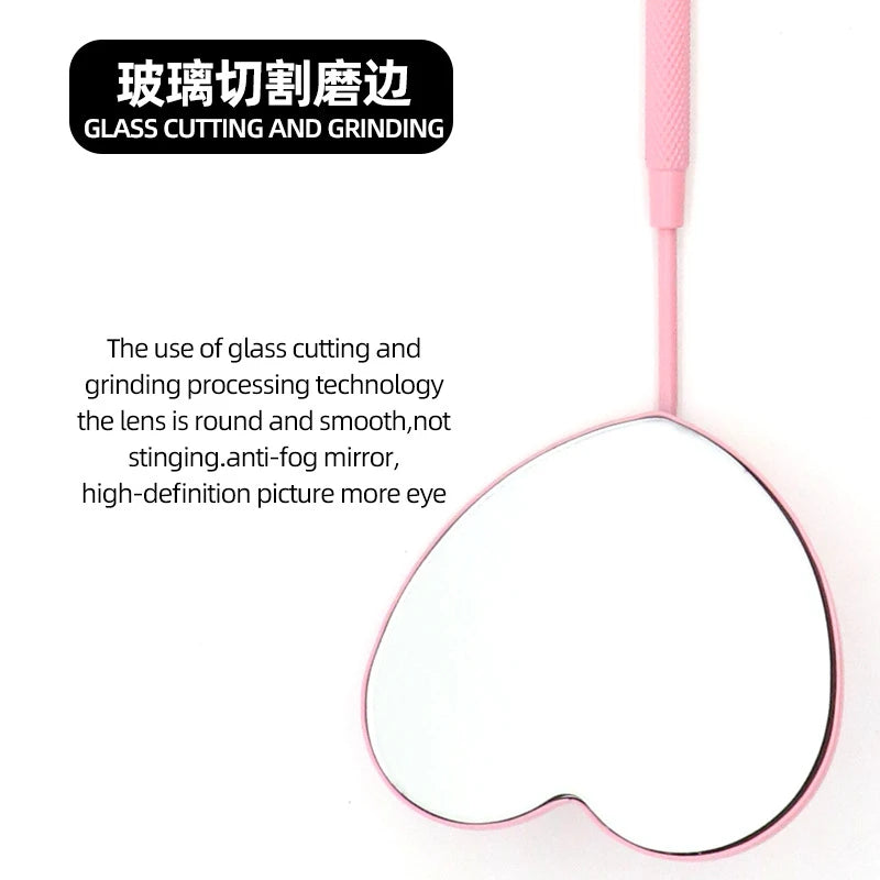 Eyelash Extensions Checking Mirror Heart Shape Stainless Steel Multifunction Lashes Mirror Beauty Makeup Supplies