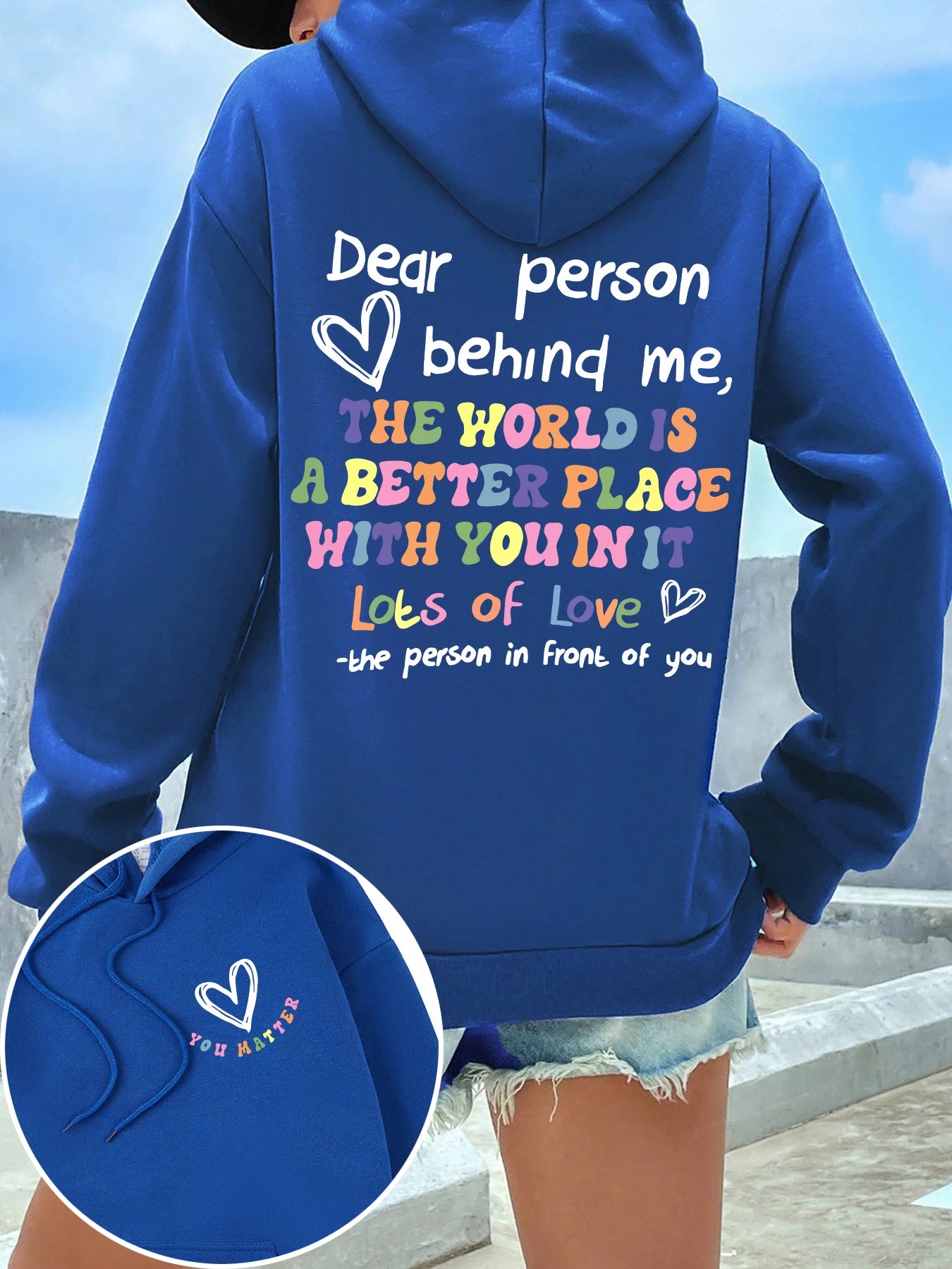 Dear Person Behind Me Print Plus Size Hoodies Woman's Colored Letters Basics Sweatshirt Fleece Autumn Clothes Warm Casual Tops