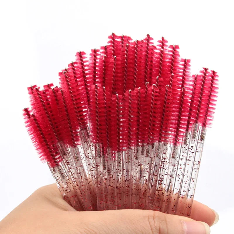 5/25/50 PCS Makeup Brushes Pink Crystal Eyelashes Brush Reusable Fake Lashes Extension Supplies False Eyelash Make up Tool Hot