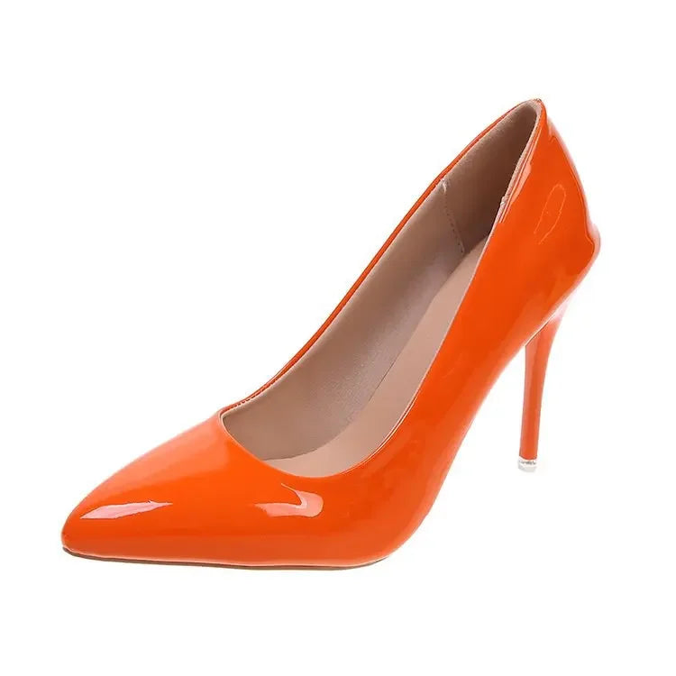 Candy Colors Pumps Sexy Pointed Toe Patent Leather Women's High Heels Elegant