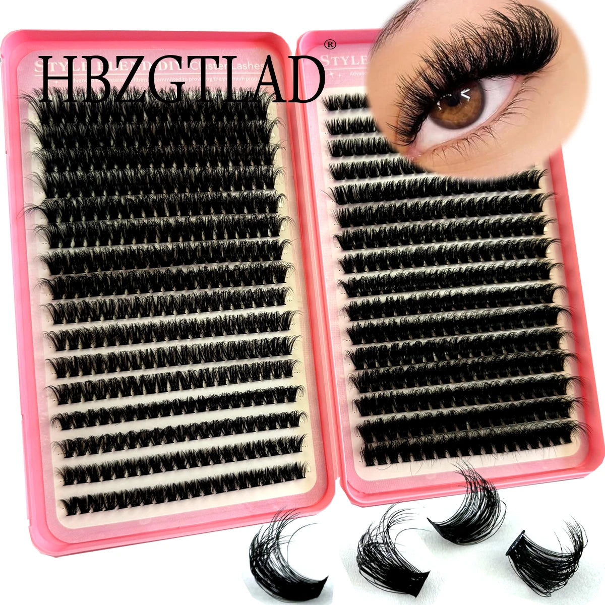 60D/80D/100D 640 Cluster Lashes 5D Fluffy Thick Eyelash Extension Kit Volume Mixed Tray Faux Mink Lashes Lash Extension Makeup