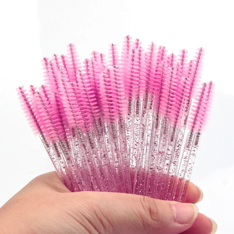 5/25/50 PCS Makeup Brushes Pink Crystal Eyelashes Brush Reusable Fake Lashes Extension Supplies False Eyelash Make up Tool Hot